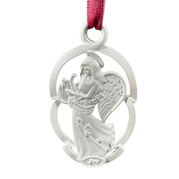 Vintage 1998 Longaberger Joy Pewter Ornament Angel Hanging Figure Decor Metal - Picture 1 of 10